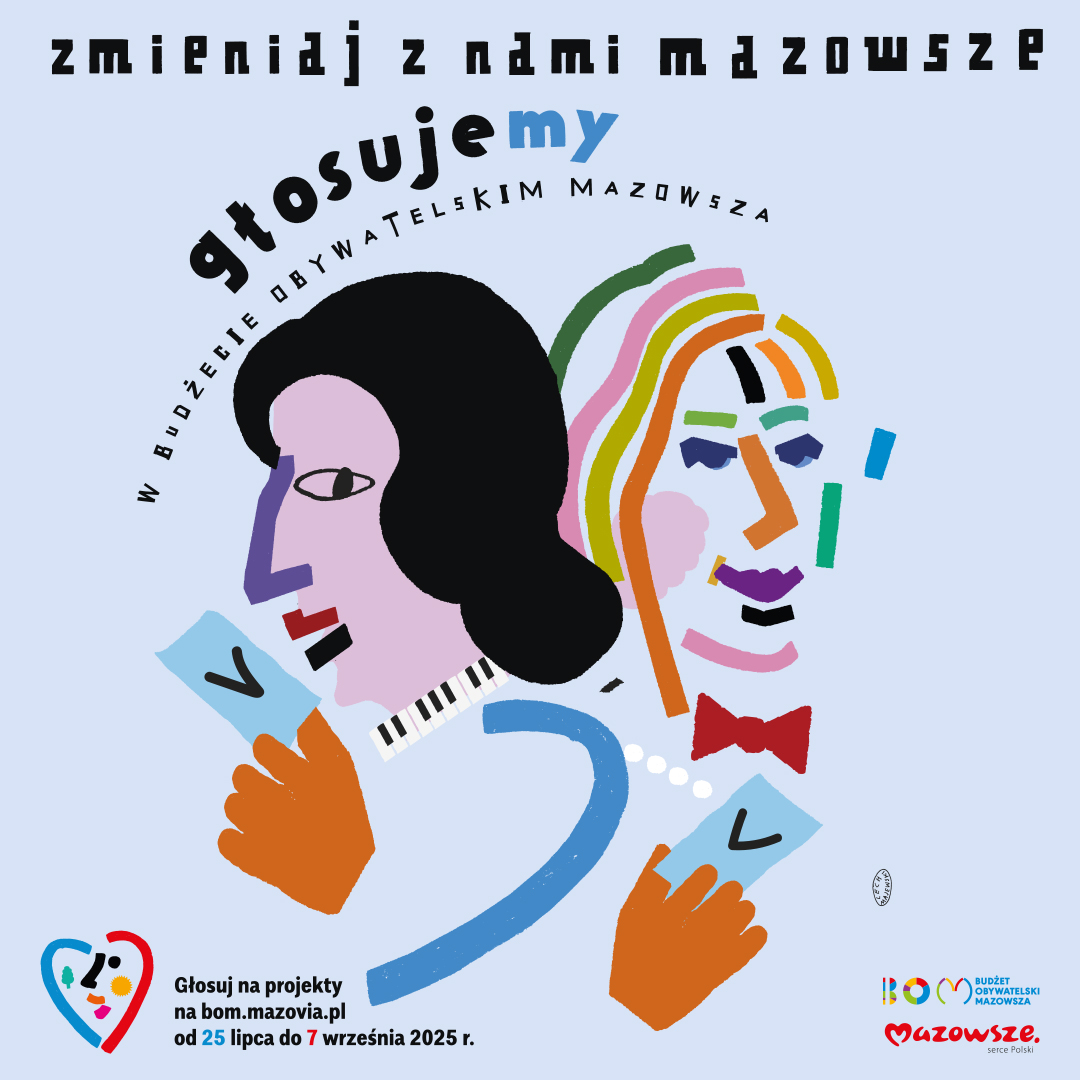 Element dekoracyjny - Plakat zapraszający do udziału w głosowaniu na zgłoszone projekty w ramach Budżecie Obywatelskim  Mazowsza